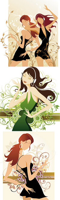 美女与花纹