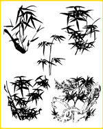 矢量植物水墨竹梅