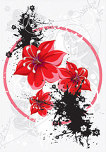 矢量潮流花卉与墨