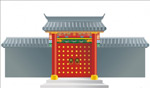 古代红色楼门建筑