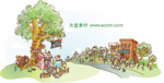 矢量漫画卡通场景_5