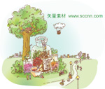 矢量漫画卡通场景_13