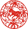 矢量剪纸图案-牛