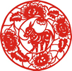 矢量剪纸图案-羊