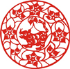 矢量剪纸图案-虎