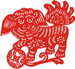 矢量剪纸狮子图案