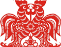矢量剪纸鸡图案