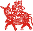 矢量剪纸骑驴图案