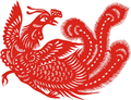 矢量剪纸凤凰图案